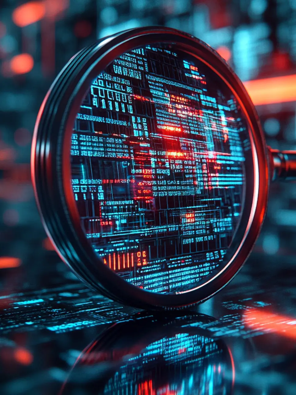 Magnifying glass on digital data