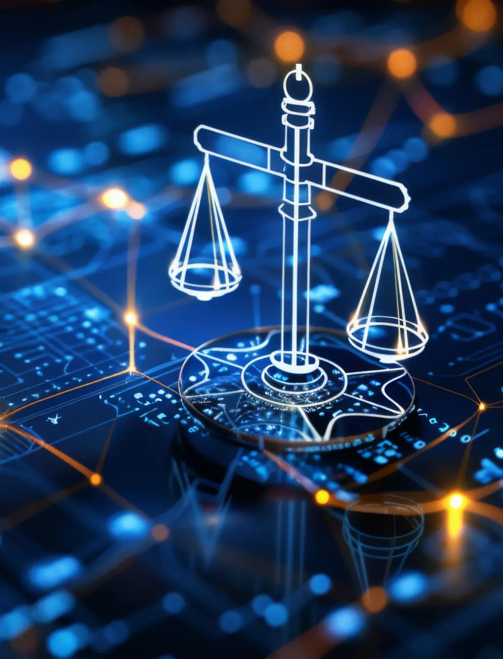 Digital scales of justice symbol